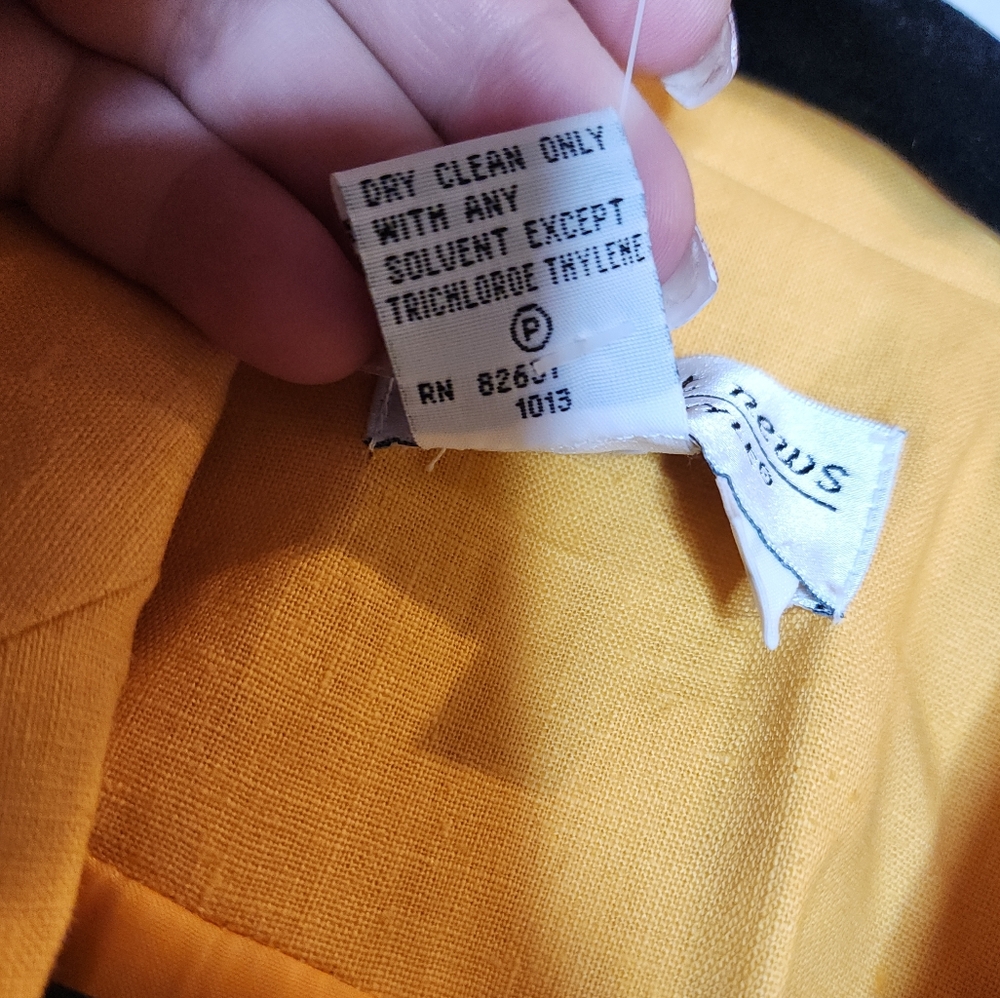 NWT Newport News Linen Cotton Yellow Single Button Blazer Size‎ 4 - Picture 15 of 16